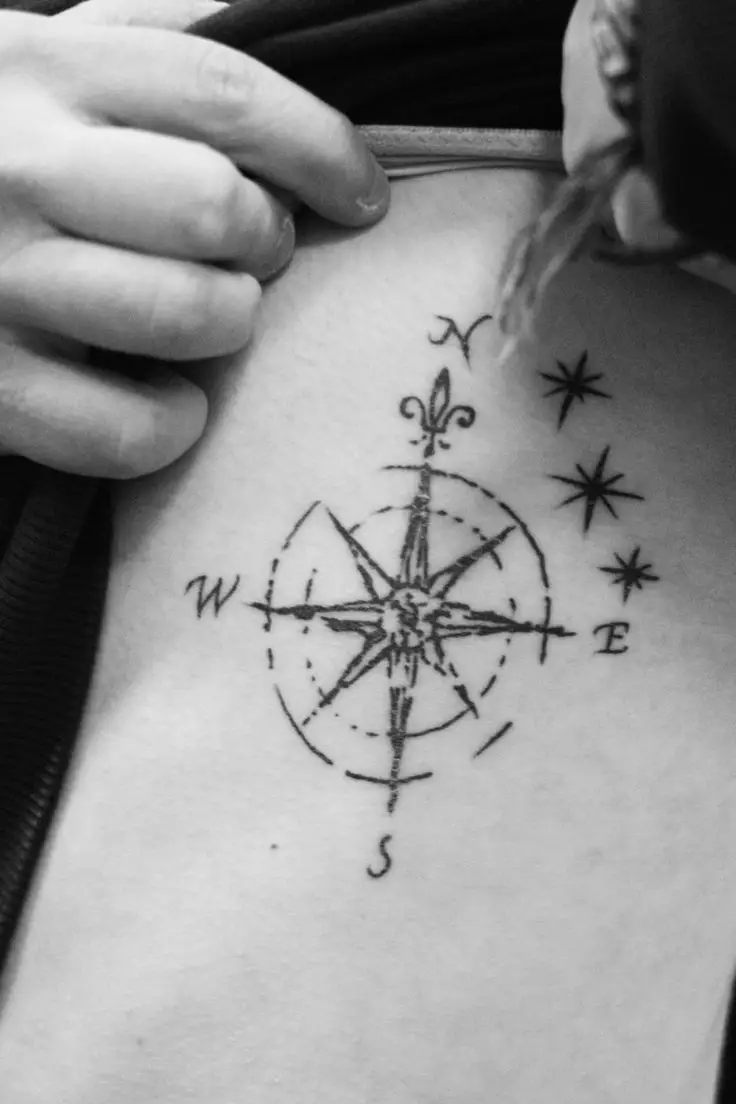 small simple compass tattoo
