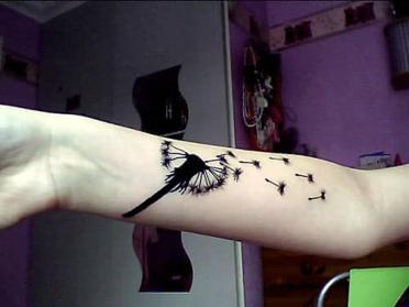 dandelion tattoos on leg