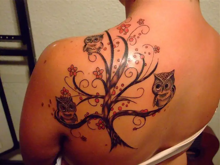 owl in tree tattoos