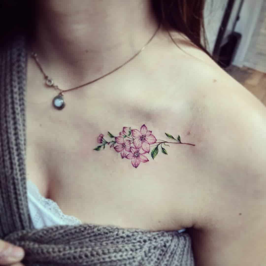 cherry blossom shoulder tattoo