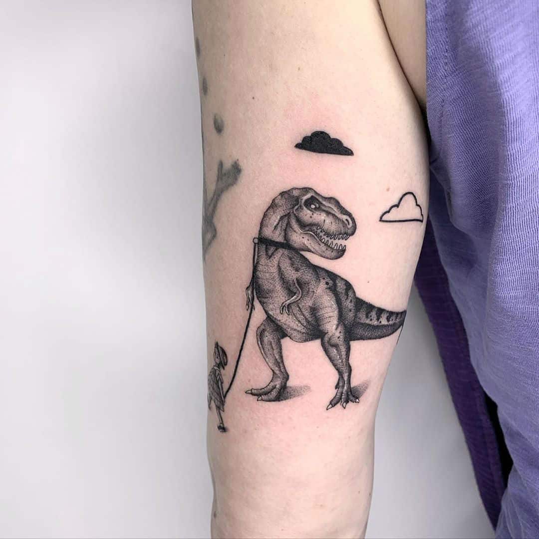 Hip Linework Dinosaur tattoo at theYoucom