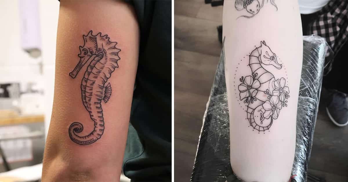 seahorse tattoo designs black