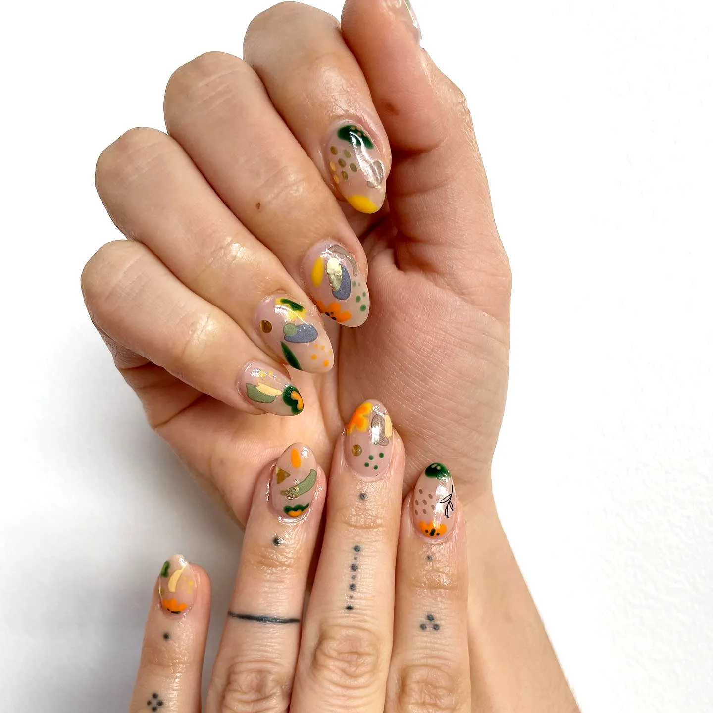 Charming Oval Gothic Easter Nails with Colorful Fruit Motifs and Whimsical Patterns